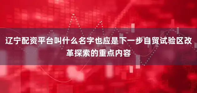 辽宁配资平台叫什么名字也应是下一步自贸试验区改革探索的重点内容